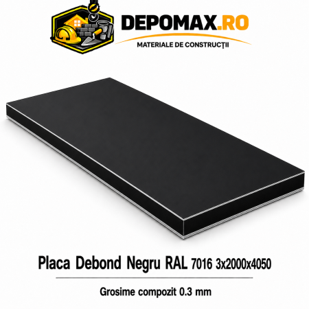 Placa BOND negru/negru 3mm, 2000x4050mm, aluminiu 0.3mm